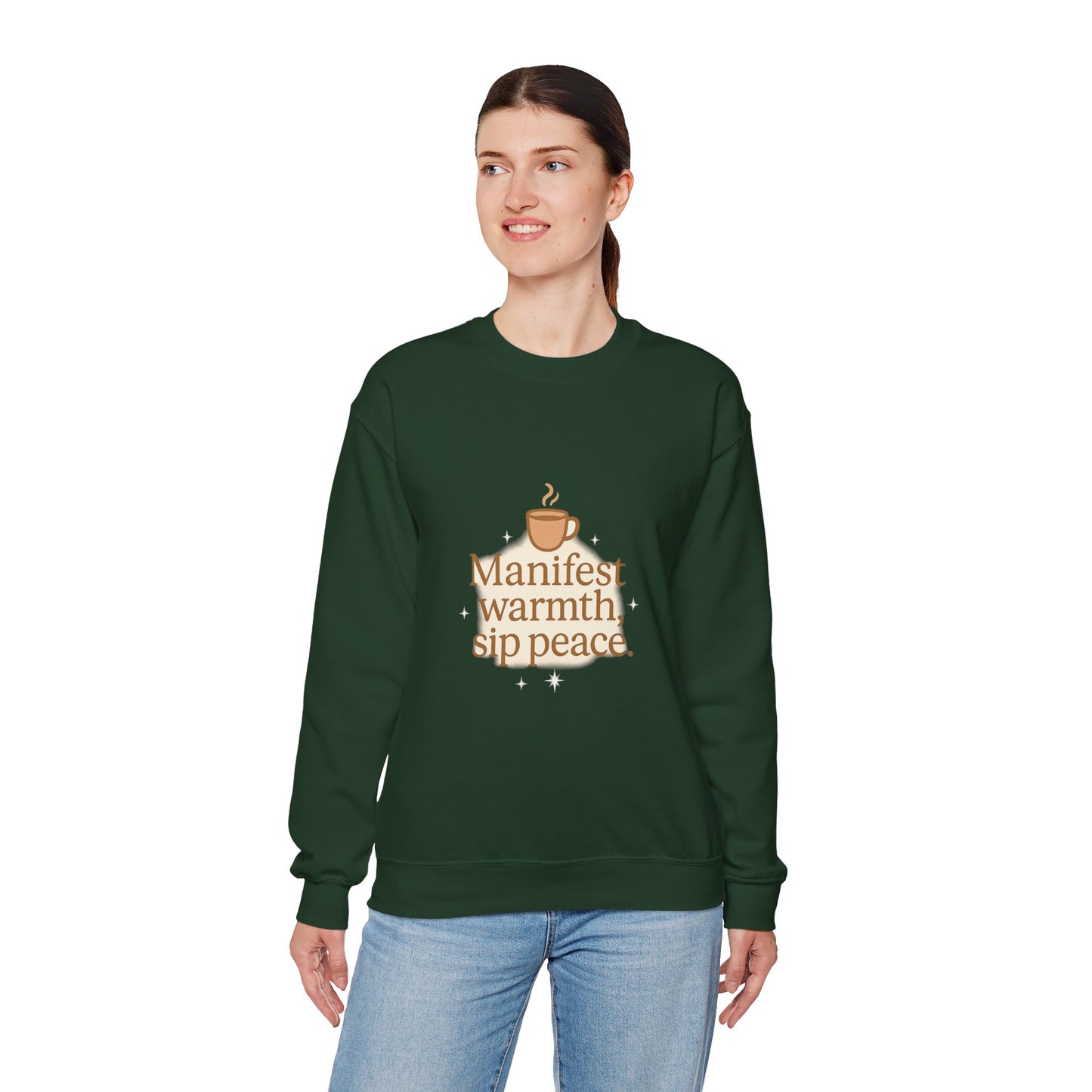 Manifest Warmth, Sip Peace – Cozy Winter Affirmation Sweatshirt (Unisex)