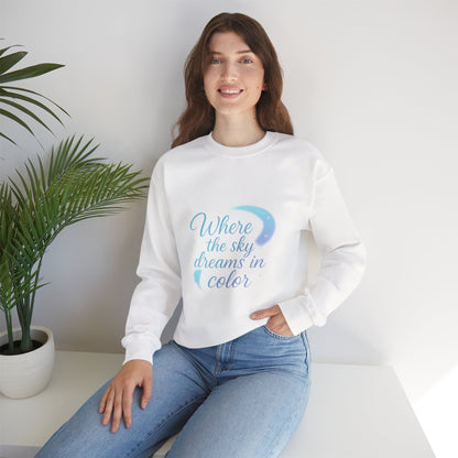 Where the Sky Dreams in Color – Celestial Moon Sweatshirt (Unisex, Multicolor Print)