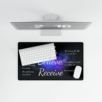 Desk Mat with Inspirational Quotes, Law of Attraction, Ask Believe Receive