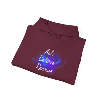 Ask Believe Receive Hoodie | Spiritual Manifestation Sweatshirt for Meditation & Mindfulness