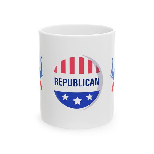 Republican Party Mug – Patriotic Elephant Design | 11oz Ceramic Coffee Cup
