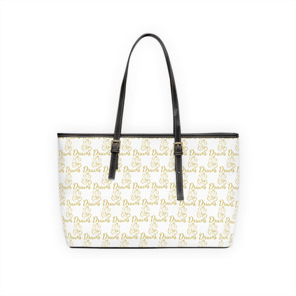 White Druvs Monogram Shoulder Bag – Elegant Leather Tote | 100% PU