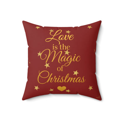 Love is the Magic of Christmas Cushion – Festive Red Throw Pillow