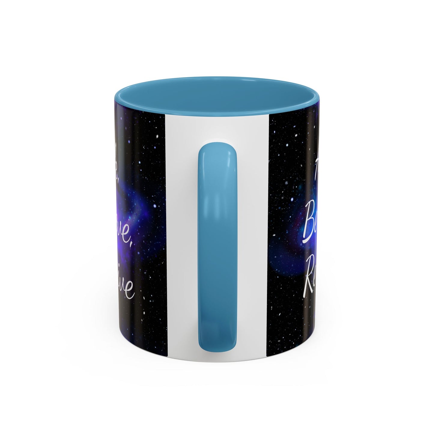Ask. Believe. Receive. Two-Tone Mug – Cosmic Affirmation Coffee Cup