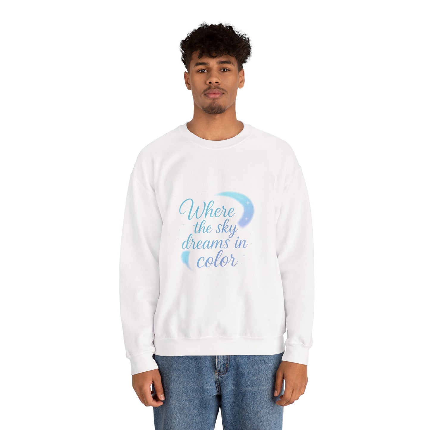 Where the Sky Dreams in Color – Celestial Moon Sweatshirt (Unisex, Multicolor Print)