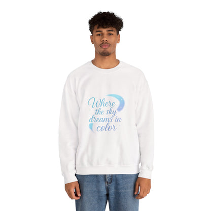 Where the Sky Dreams in Color – Celestial Moon Sweatshirt (Unisex, Multicolor Print)