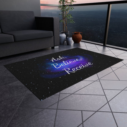 Indoor/Outdoor Rug - Ask Believe Receive Rug, Home Decor