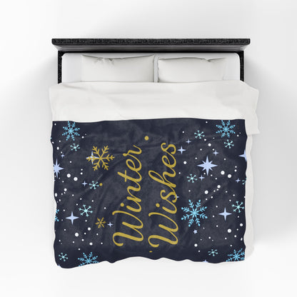 Winter Wishes Sherpa Blanket – Cozy Fleece Throw for Christmas & Winter Decor