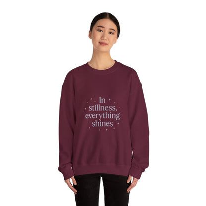 In Stillness, Everything Shines – Minimalist Winter Quote Sweatshirt