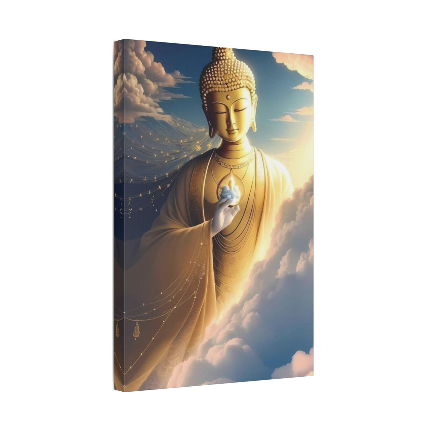 Golden Buddha Canvas – Enlightenment Wall Art for Sacred Spaces