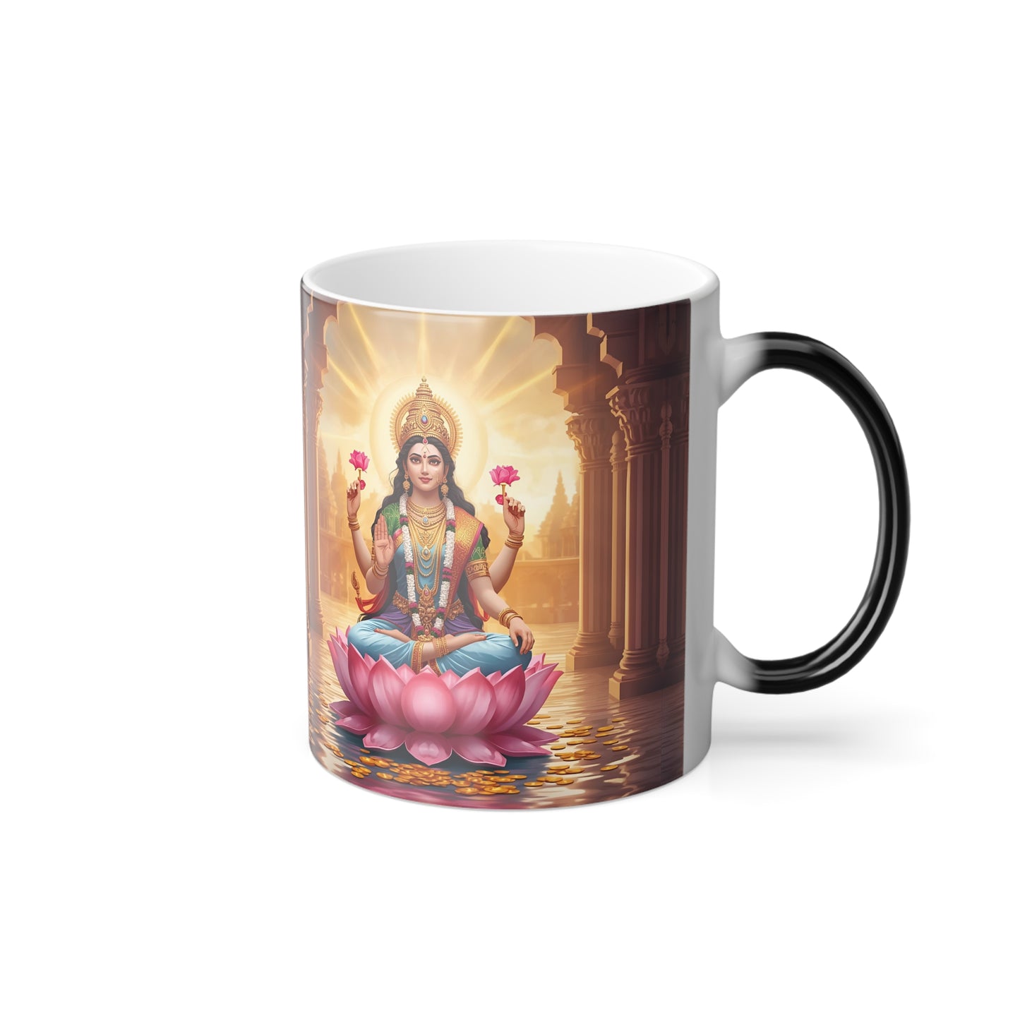 Lakshmi Magic Mug | Color Changing Mug, Goddess Lakshmi Coffee Cup, Hindu Gift, Prosperity & Abundance Mug, Spiritual Drinkware