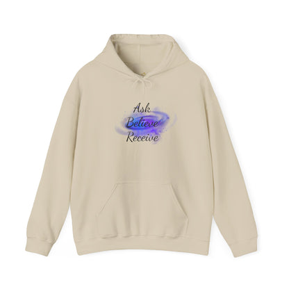 Ask Believe Receive Hoodie | Spiritual Manifestation Sweatshirt for Meditation & Mindfulness
