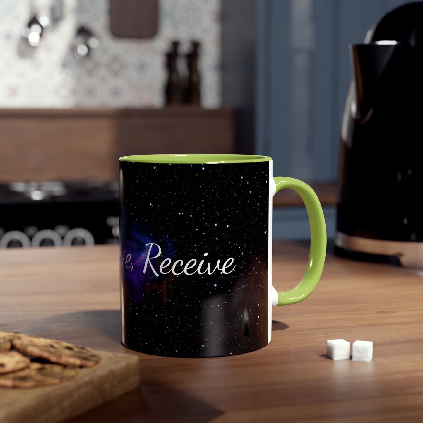 Elegant Coffee Mug Two Tone, Ask, Believe, Receive, Law of Attraction, Gift