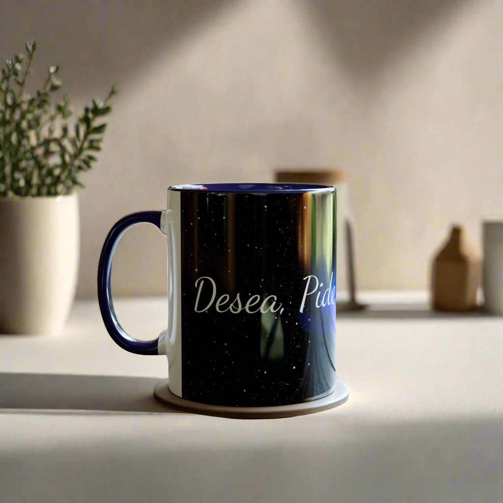 Elegante taza   "Desea, Pide, Cree, Recibe", afirmación de la ley de la atracción, ideas de regalos, frases inspiradoras.