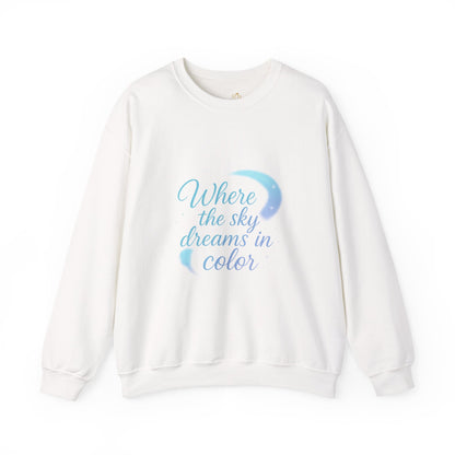 Where the Sky Dreams in Color – Celestial Moon Sweatshirt (Unisex, Multicolor Print)