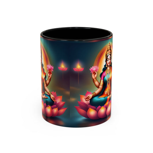 Spiritual Lotus Goddess Coffee Mug, Hindu Decor, Meditation Gift, Home Office Essential, Unique Tea Cup, 11oz or 15oz