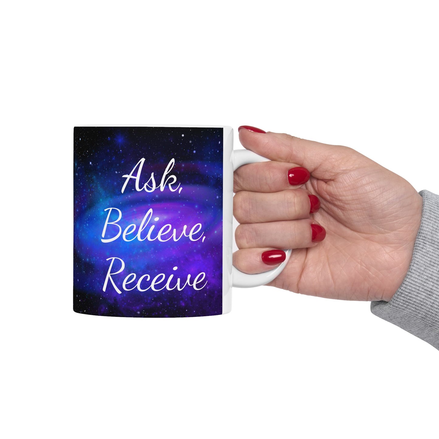 Ask. Believe. Receive. Mug – Galaxy Manifestation Coffee Cup | Druvs