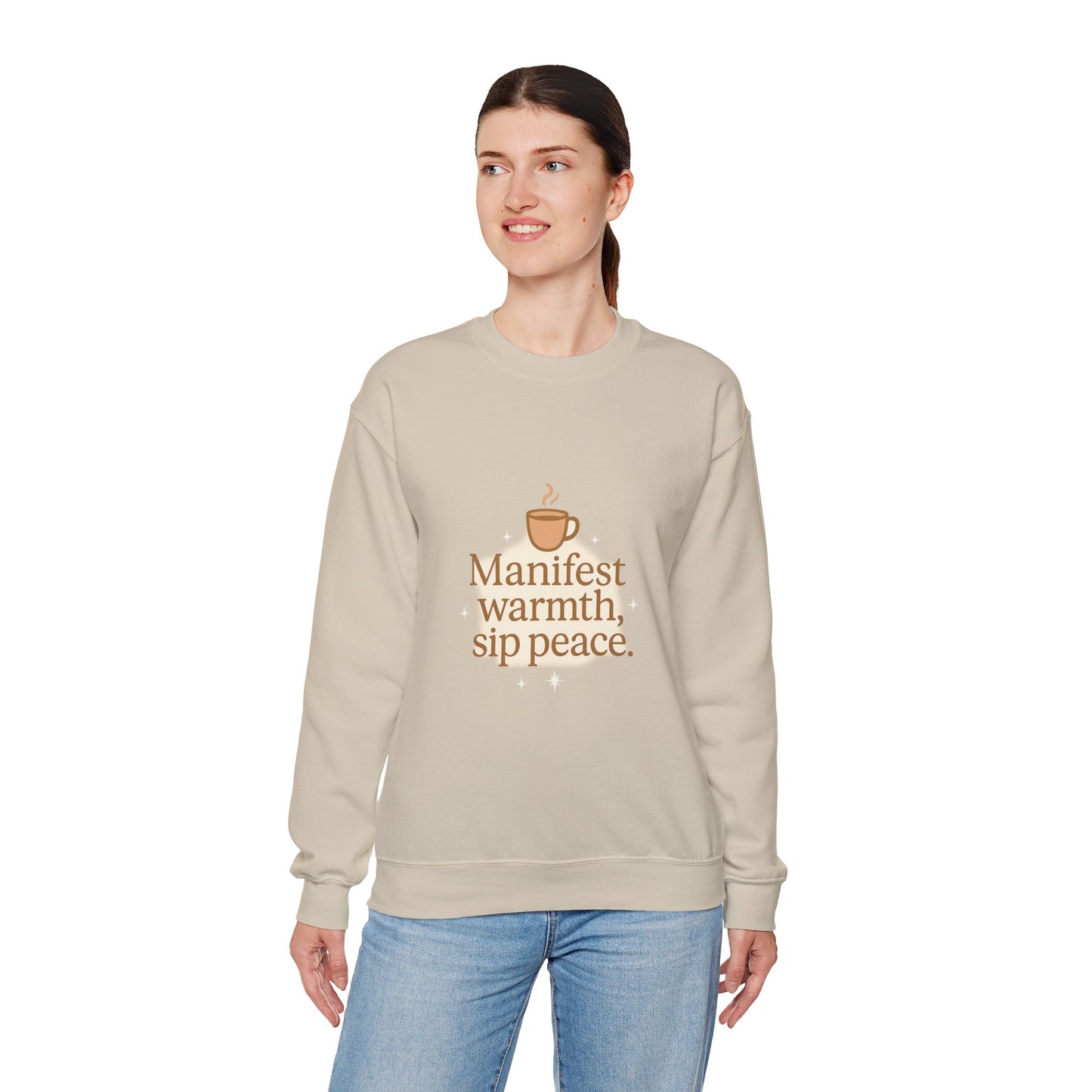 Manifest Warmth, Sip Peace – Cozy Winter Affirmation Sweatshirt (Unisex)