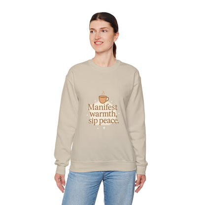 Manifest Warmth, Sip Peace – Cozy Winter Affirmation Sweatshirt (Unisex)