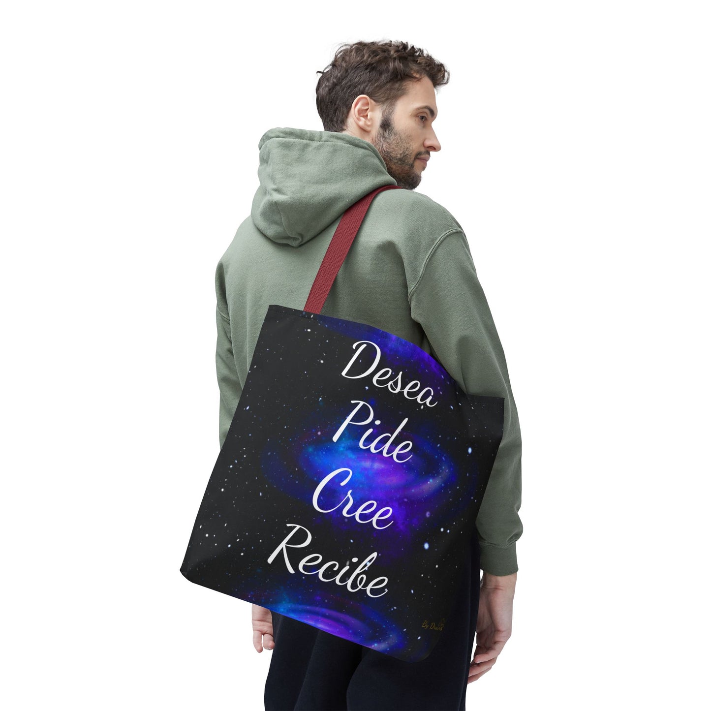 Desea Pide Cree Recibe Tote Bag – Bolsa Cósmica de Afirmaciones Espirituales por Druvs
