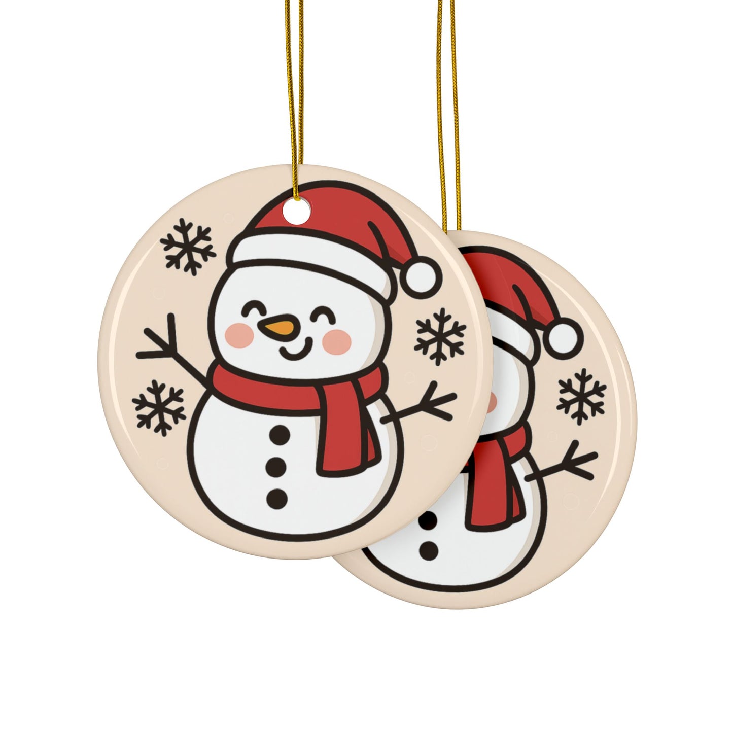 Smiling Snowman Ceramic Ornament – Cute Holiday Tree Décor for Kids & Families