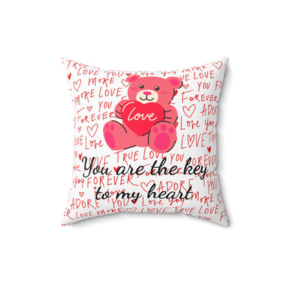 Valentine’s Day Love Cushion – You Are the Key to My Heart Teddy Pillow