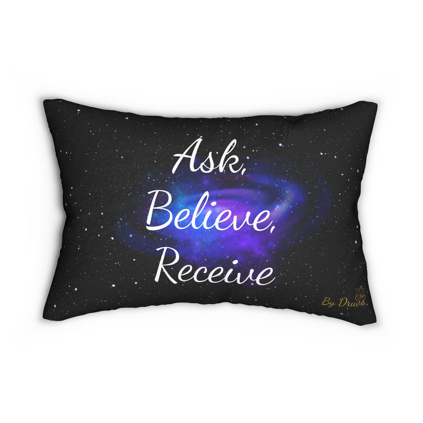 Pillow, Rectangle Pillow, Ask, Believe, Receive, Law of Attraction, Home Deco, Living Room Spun Polyester Lumbar Pillow