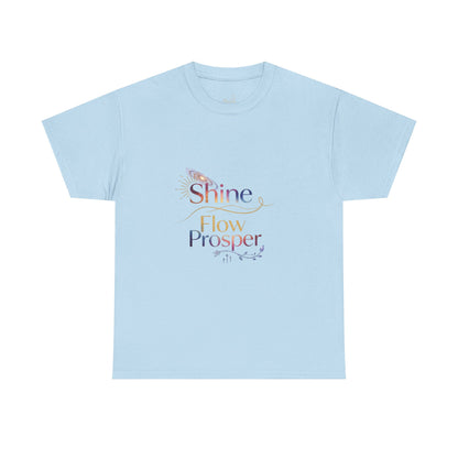 Shine Flow Prosper T-Shirt – Cosmic Manifestation Tee by Druvs