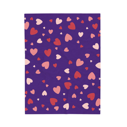 Velveteen Love Blanket – Purple Throw with Heart Pattern | Cozy Gift by Druvs