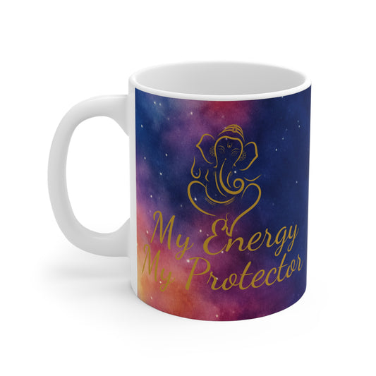Ganesh Galaxy Mug – “My Energy My Protector” (11oz Ceramic)