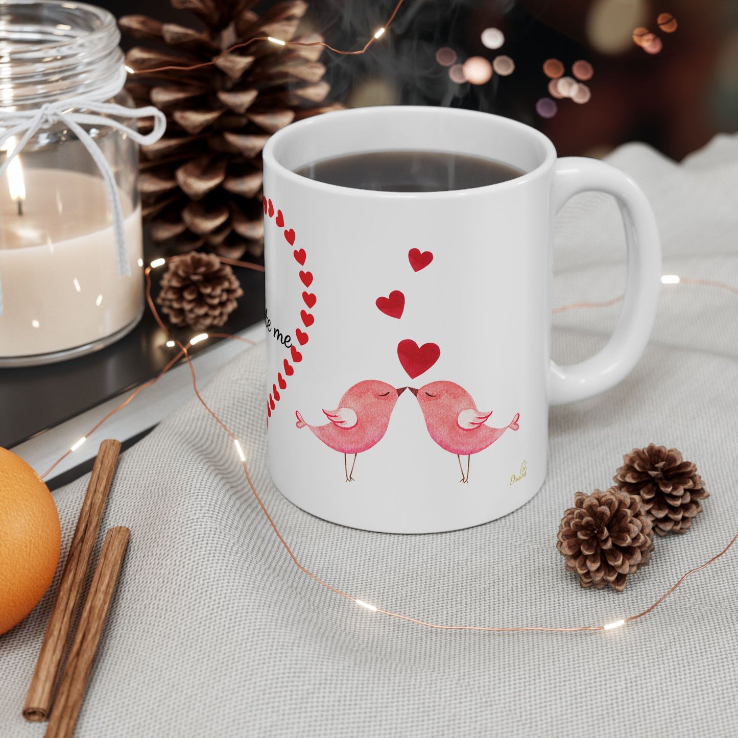 Heart Cupid Ceramic Mug (11oz) - Turtle Doves Love Valentine's Day Gift