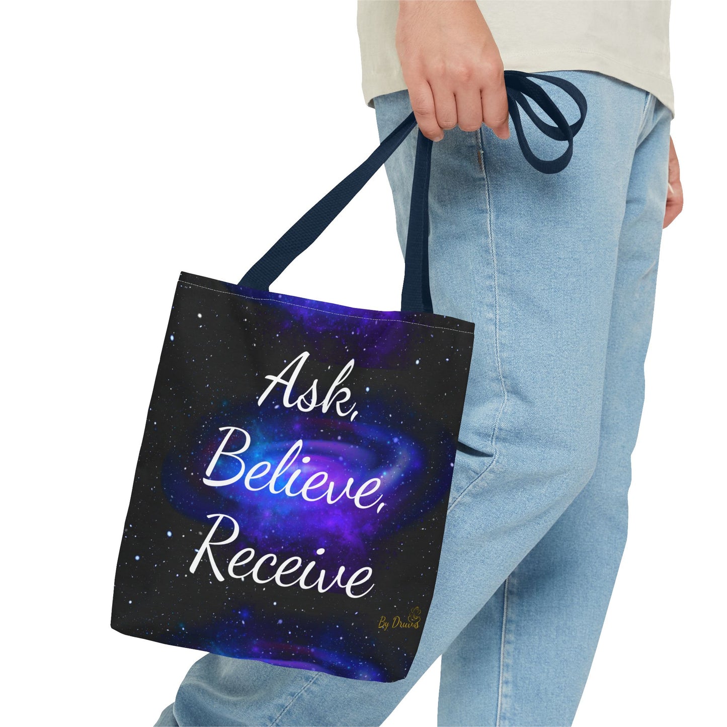 Ask Believe Receive Tote Bag – Manifestation Galaxy Shopper by Druvs