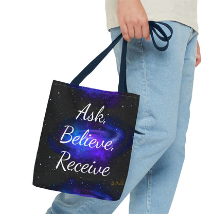 Ask Believe Receive Tote Bag – Manifestation Galaxy Shopper by Druvs