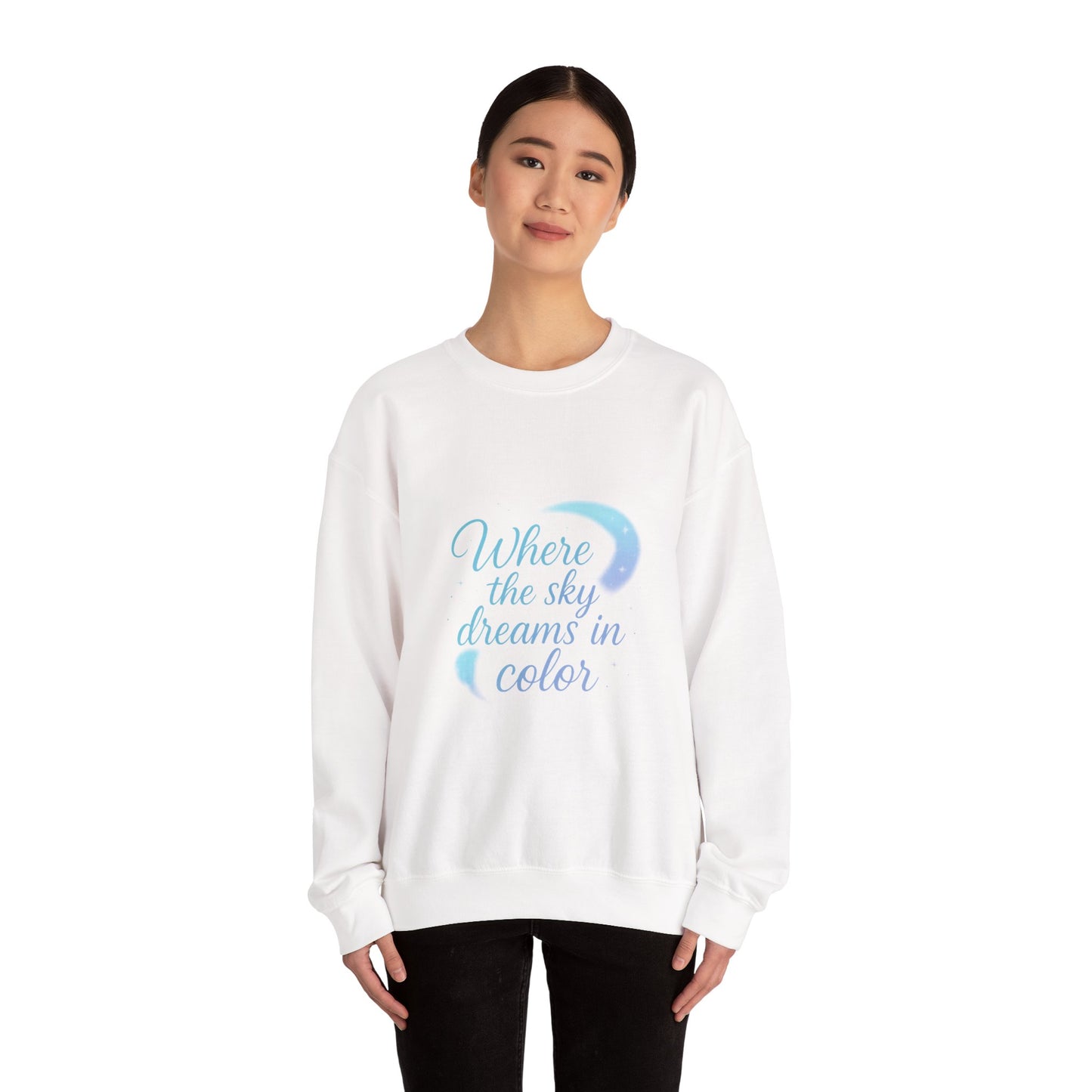 Where the Sky Dreams in Color – Celestial Moon Sweatshirt (Unisex, Multicolor Print)