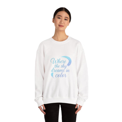 Where the Sky Dreams in Color – Celestial Moon Sweatshirt (Unisex, Multicolor Print)
