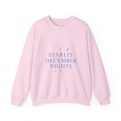 Starlit December Nights – Forest Green Winter Sweatshirt | Cozy Celestial Edition