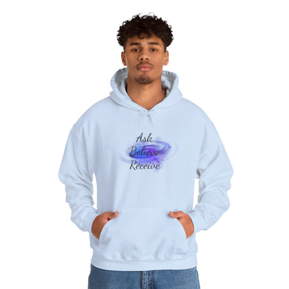 Ask Believe Receive Hoodie | Spiritual Manifestation Sweatshirt for Meditation & Mindfulness