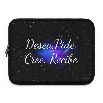 “Desea, Pide, Cree, Recibe” Laptop Sleeve – Galaxy Manifestation Case by Druvs (Multiple Sizes)