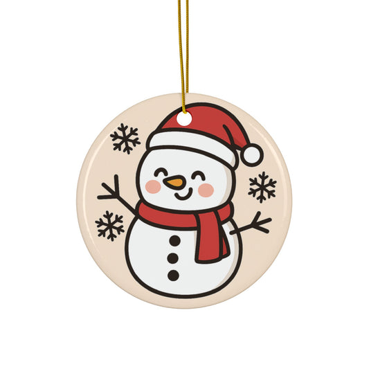 Smiling Snowman Ceramic Ornament – Cute Holiday Tree Décor for Kids & Families