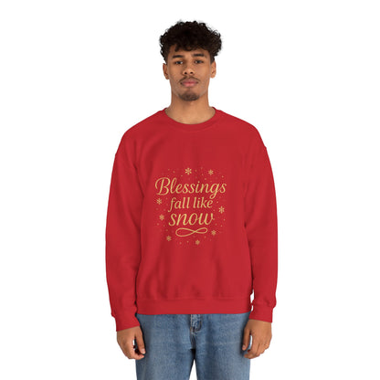 Blessings Fall Like Snow – Cozy Winter Affirmation Sweatshirt (Unisex)