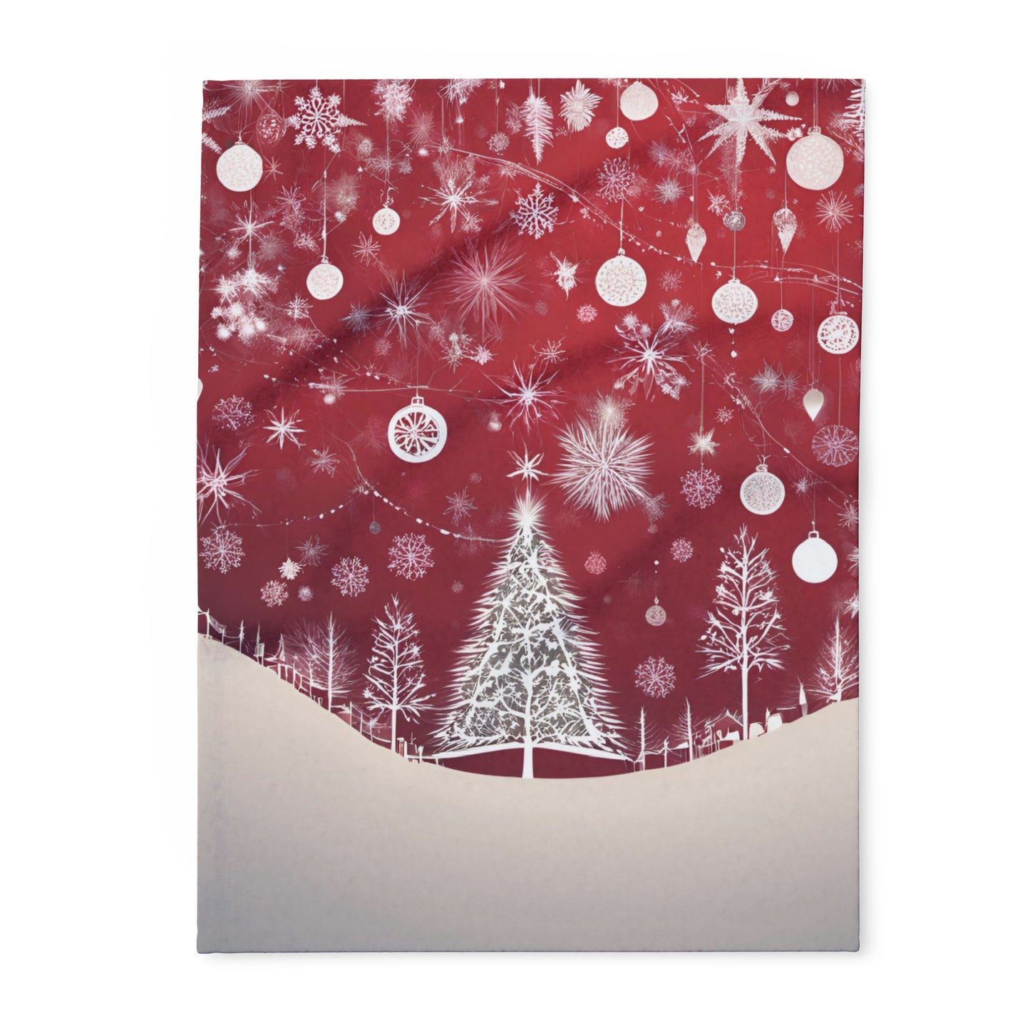 Fleece Red Blanket Christmas Tree Snowflake Pattern