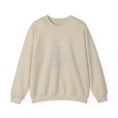 In Stillness, Everything Shines – Minimalist Winter Quote Sweatshirt