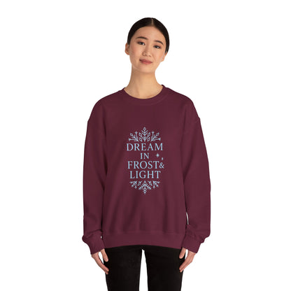Dream in Frost & Light – Navy Winter Affirmation Sweatshirt | Cozy Snowflake Edition