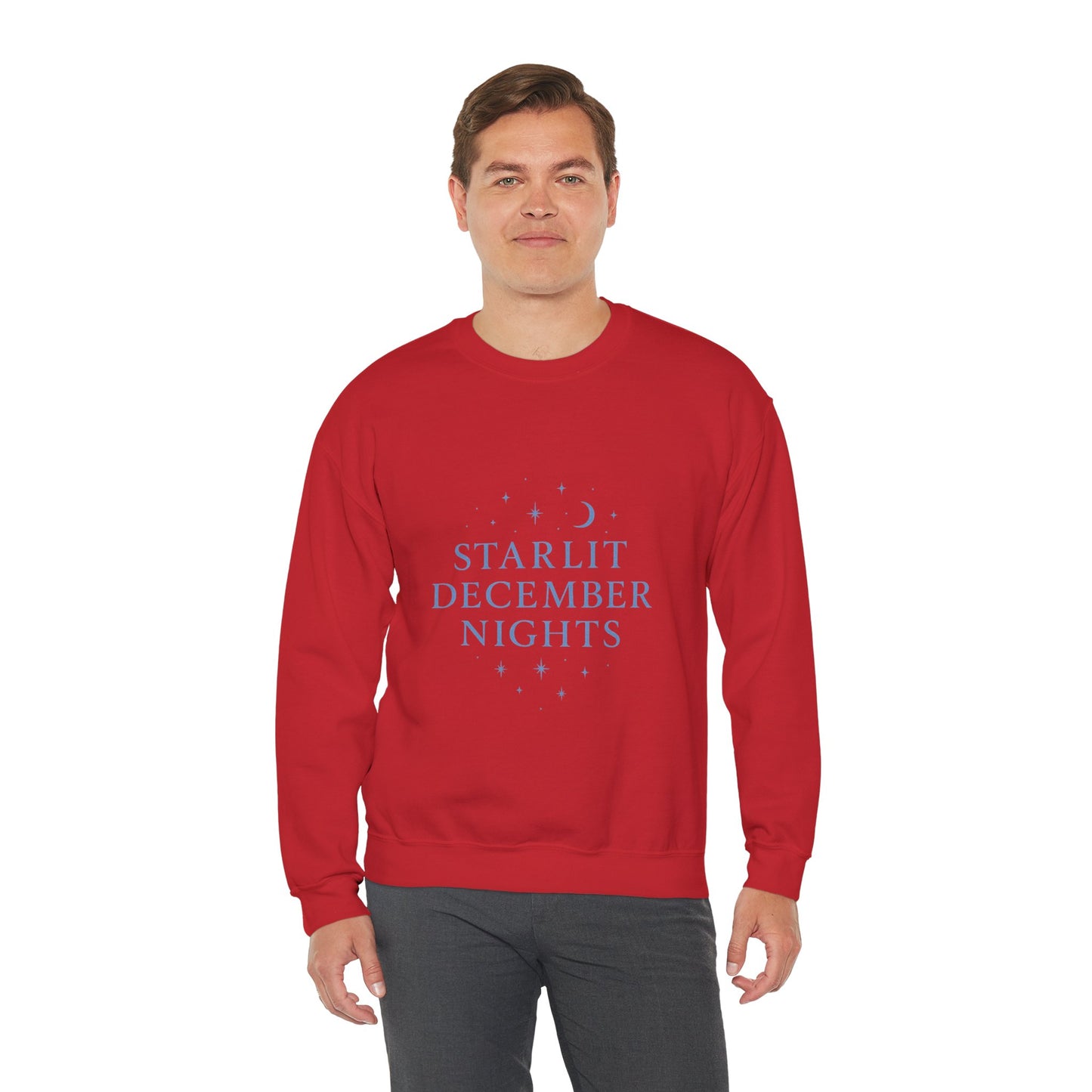 Starlit December Nights – Forest Green Winter Sweatshirt | Cozy Celestial Edition
