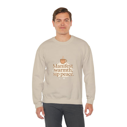 Manifest Warmth, Sip Peace – Cozy Winter Affirmation Sweatshirt (Unisex)