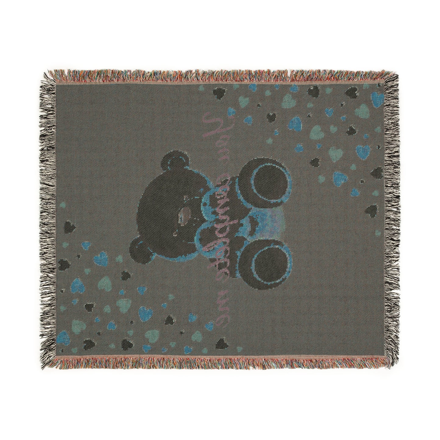 Woven Blanket Teddy Bear Design - Valentines day