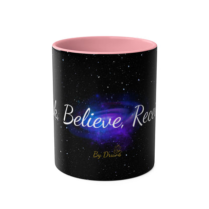 Elegant Coffee Mug Two Tone, Ask, Believe, Receive, Law of Attraction, Gift