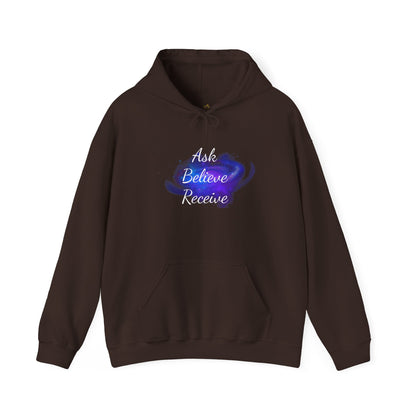 Ask Believe Receive Hoodie | Spiritual Manifestation Sweatshirt for Meditation & Mindfulness
