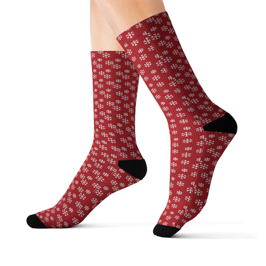 Red Snowflake Socks