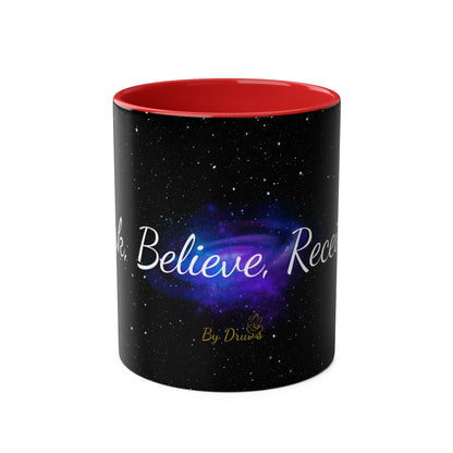 Elegant Coffee Mug Two Tone, Ask, Believe, Receive, Law of Attraction, Gift